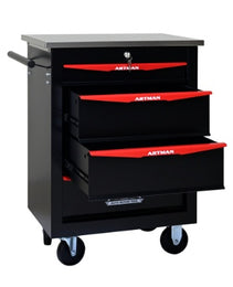 4 Drawers Multifunctional Tool Cart With Wheels,Metal Rolling Tool Cart Storage For Garage Workshop Warehouse Repair Shop--With Stainless Steel Roof- BLACK RED