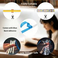 Touch Control COB LED Strip 5V USB Flexible Self Adhesive Tape High Uniform Light For Closet Cabinet Bedroom Wall Ornament Lamp