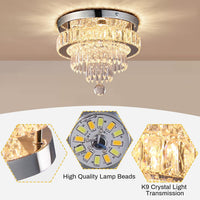 11.8" Crystal Ceiling Light, Flush Mount LED, Warm White