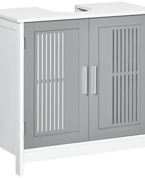 Under Sink Pedestal Storage Bathroom Cabinet, Gray White