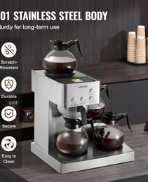 4-Station Commercial Coffee Brewer – 6-Minute Rapid Brew with Quad Warming Plates & 4 Carafes