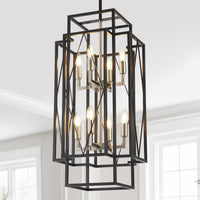 8-Light Lantern Tiered Pendant Light Fixtures, No Assembly Required Farmhouse Chandelier for Entryway, Large Chandeliers for High Ceilings, Modern Hanging Light Fixture for Foyer, Staircase
