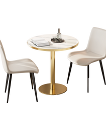 Round Modern Dinning Table 31.5 Inches Bistro Table Tulip Table With Faux Marble Top,Easy Assemble,Sturdy Metal Frame Diameter