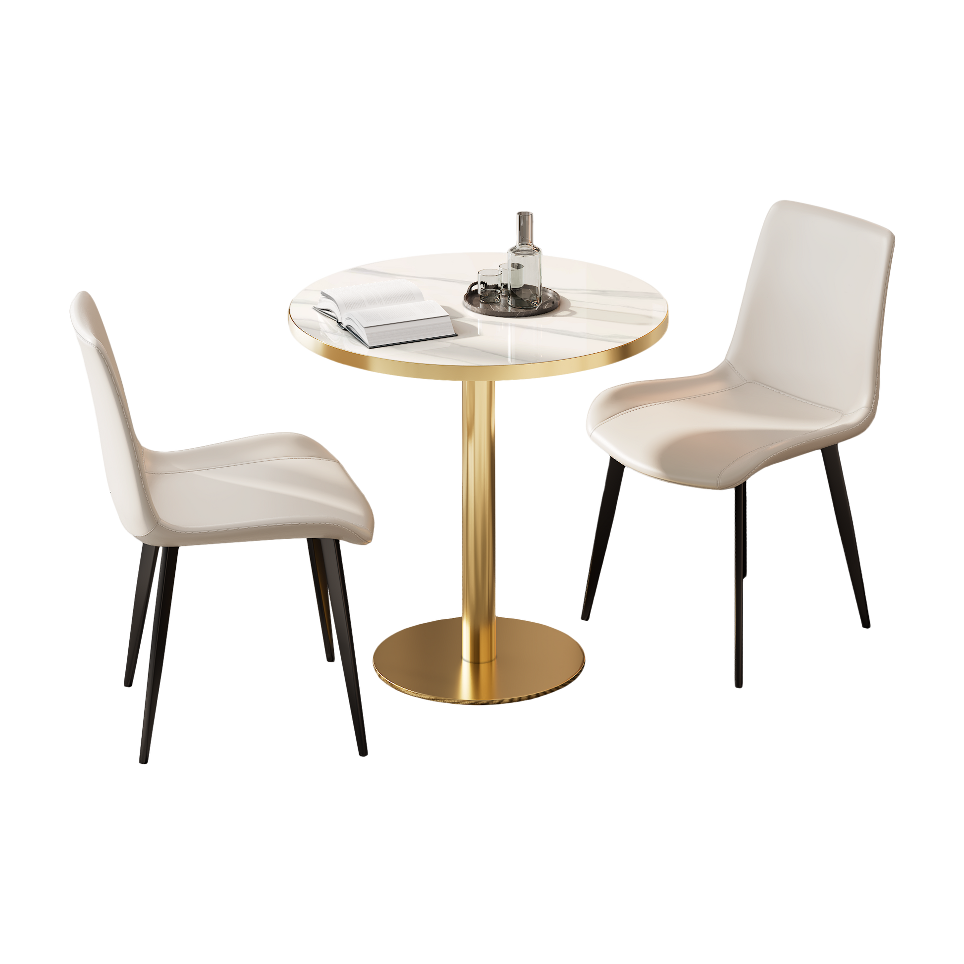 Round Modern Dinning Table 31.5 Inches Bistro Table Tulip Table With Faux Marble Top,Easy Assemble,Sturdy Metal Frame Diameter