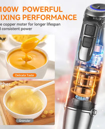 TENKER 1100W Immersion Hand Blender, Stainless Steel Stick Blender With 12-Speed & Turbo Mode, 5-in-1 Handheld Blender With 600ml Mixing Beaker With Lid, 500ml Chopper, Whisk, Milk Frother, BPA-Free