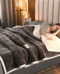 Fleece Blankets And Throws Thick Warm Winter Blankets Home Super Soft Duvet Luxury Solid Blankets On Twin Bedding