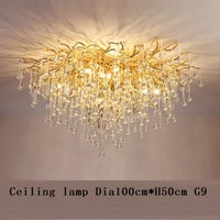 Royal Nordic Luxury Crystal Chandeliers Gold Chrome Water Drop Pendant Light Living Room Hotel Hall Villa Indoor Decor Fixture