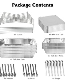 Set Of 42Pcs Disposable Chafing Dish Buffet Set Chafing Servers With Covers Spoons Forks Tongs Full-Size Pans Food Warmers For Parties Events Catering Supplies With Utensils And Lids GPCT5373