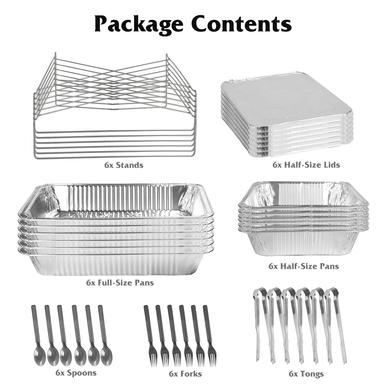 Set Of 42Pcs Disposable Chafing Dish Buffet Set Chafing Servers With Covers Spoons Forks Tongs Full-Size Pans Food Warmers For Parties Events Catering Supplies With Utensils And Lids GPCT5373