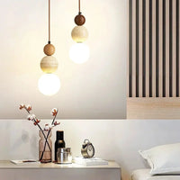 Cream Style Pendant Lamp Bedroom Bedside Led Chandelier Stone Wood Light Designer Bauhaus Medieval Restaurant Bar Small Lights