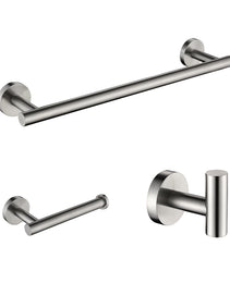 3-Pieces Bathroom Hardware Accessories Set - Towel Bar, Toilet Paper Holder, Robe Towel Hooks