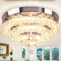 11.8" Crystal Ceiling Light, Flush Mount LED, Warm White