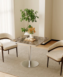 Square Modern Dinning Table 31.5 Inches Bistro Table Tulip Table With Faux Marble Top,Easy Assemble,Sturdy Metal Frame Diameter