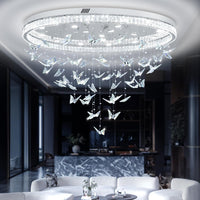 Butterfly Chandelier Black 48In Modern Crystal Raindrop Chandelier Lighting Flush Mount Ceiling Chandeliers for Living Room 20XGU10