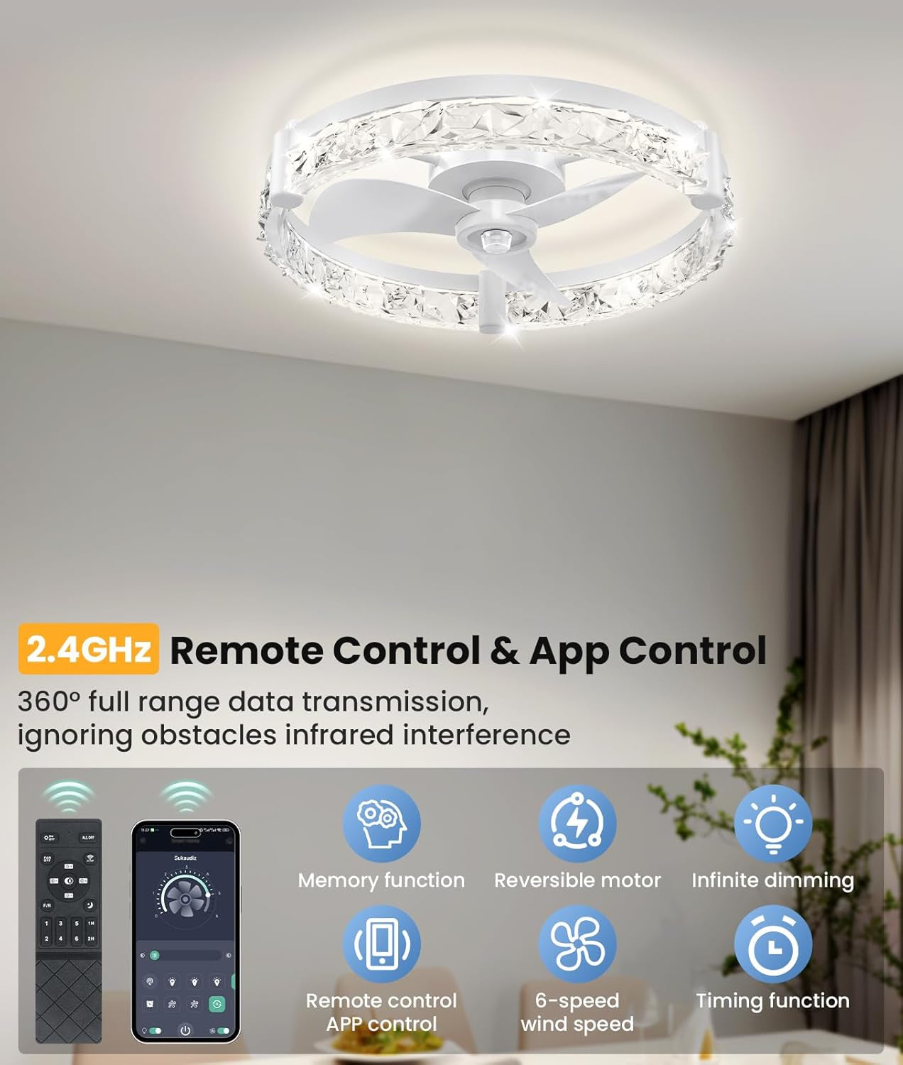 20 Inch Ceiling Fan With Ultra High Brightness Lighting