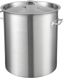 Stainless Steel Stockpot, 42 Quart Large Cooking Pots, Multipurpose Cookware Sauce Pot With Lid & Handle, Heavy Duty Commercial Grade Stock Pot, Sanding Treatment, For Large Groups Events Silver