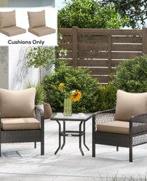 4 Patio Chair Cushions with Seat & Backrest, Fade Resistant Seat Replacement Cushion Set, Beige