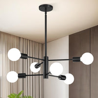 Modern Chandeliers for Dining Room, Black and Gold Chandelier Ceiling Light Fixture 6-Light Sputnik Chandeliers Mid Century Chandeliers for Living Room,Kitchen Island,Bedroom,Foyer