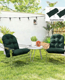 Outdoor Adirondack Chair Cushions Set of 2, Tufted High Back Patio Chair Cushions, Dark Green