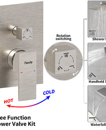 Male NPT Brushed Nickel Shower System, 12 Inch Shower Fixtures Rain Shower Head With Handheld Shower Spray, Wall Mount[Unable Ship Weekends, TK/TEMU Only For Pickup]