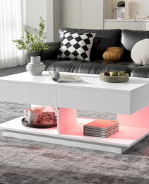 U-Can 41.3 -76.7  Extendable Coffee Table, Efficient Central Coffee Table With Multiple Storage Compartments, Multifunctional Adjustable Coffee Table With Hidden Storage Space For Living Room