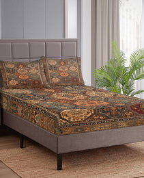 3pcs Retro Bohemian Geometric Style Minimalist Comfort Series Bed Fitted Sheet And Two Pillowcases Bedding For All Seasons Use