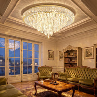 23.6" Modern Crystal Chandeliers LED Dimmable Flush Mount Ceiling Chandeliers for Living Room Entrance Foyer Bedroom Silver