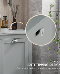 Dual Tilt out Laundry Hamper Cabinet, Bathroom Storage Cabinet with 2-Compartment Hamper, Modern Bathroom Floor Cabinet for Washroom, Gray