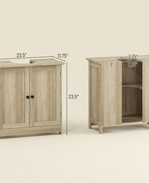 Bathroom Vanity Cabinet, Under Sink Bathroom Cabinet with 2 Doors and Adjustable Shelf, Weathered Gray Oak