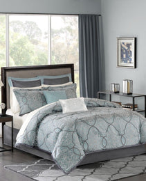12 Piece Comforter Set With Cotton Bed Sheets Blue King