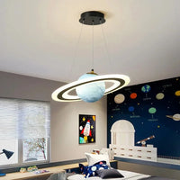 Kids Bedroom Planet Pendant Lamps Creative Acrylic Earth Ball Chandelier Cartoon Children Boys Room Space Star Hanging Lighting