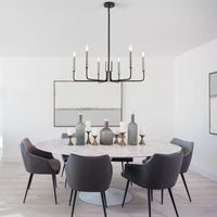 Roxsanne 6-Light Nickel/Black Dimmable Classic Chandelier Rustic Linear Candle-Style Kitchen Island Light Fixture