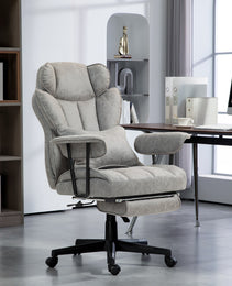 400LBS Big and Tall Office Chair, Massage Office Chair with Footrest, Lumbar Support and Reclining Function, Gray