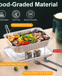 36Pcs Per Set Disposable Chafing Dish Buffet Set Food Warmers For Party Buffet Server Catering Supplies With Covers Utensils Half Size Food Pans For Parties Events BBQ Catering