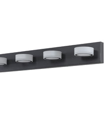 29in  Modern 4-Light LED Vanity Light, Sleek Black Bathroom Wall Light Fixture For Mirror, Shower, And Bathroom Decor
