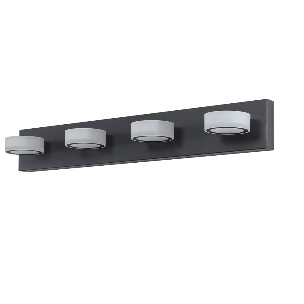 29in  Modern 4-Light LED Vanity Light, Sleek Black Bathroom Wall Light Fixture For Mirror, Shower, And Bathroom Decor