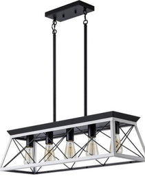 5 Lamps Farmhouse Chandelier Dining Room White