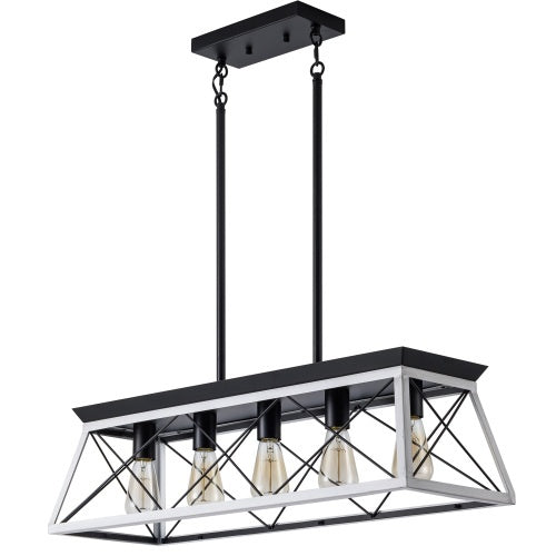 5 Lamps Farmhouse Chandelier Dining Room White - No Bulbs Unavailable Platform- CJDS