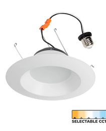 Dimmable Round 6 Inch 15W 5cct Luxrite LED Down Light - Easy to Install  & Energy Efficient - Retrofit Round - Adjustable Color Temperature - Wet Location Rated
