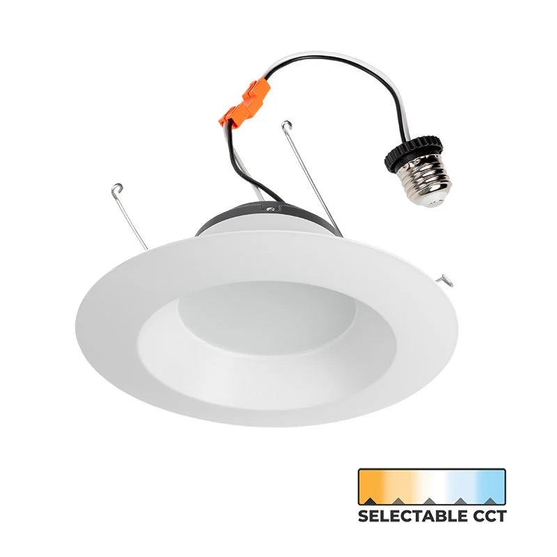 Dimmable Round 6 Inch 15W 5cct Luxrite LED Down Light - Easy to Install  & Energy Efficient - Retrofit Round - Adjustable Color Temperature - Wet Location Rated