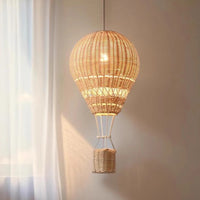 Hot Air Balloon Chandeliers LED Children's Room Lamp Handmade Rattan Craft Baby Room Nursery Boy Girl Bedroom Bedside Chandelier