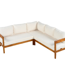 U-Style Acacia Solid Wood Patio Furniture Set  Outdoor Patio Conversation Furniture Set With 6 Soft Seat Cushions And Backpack   All Weather Outdoor Patio Sofa With Arc Frame  For Backyard  Garden.