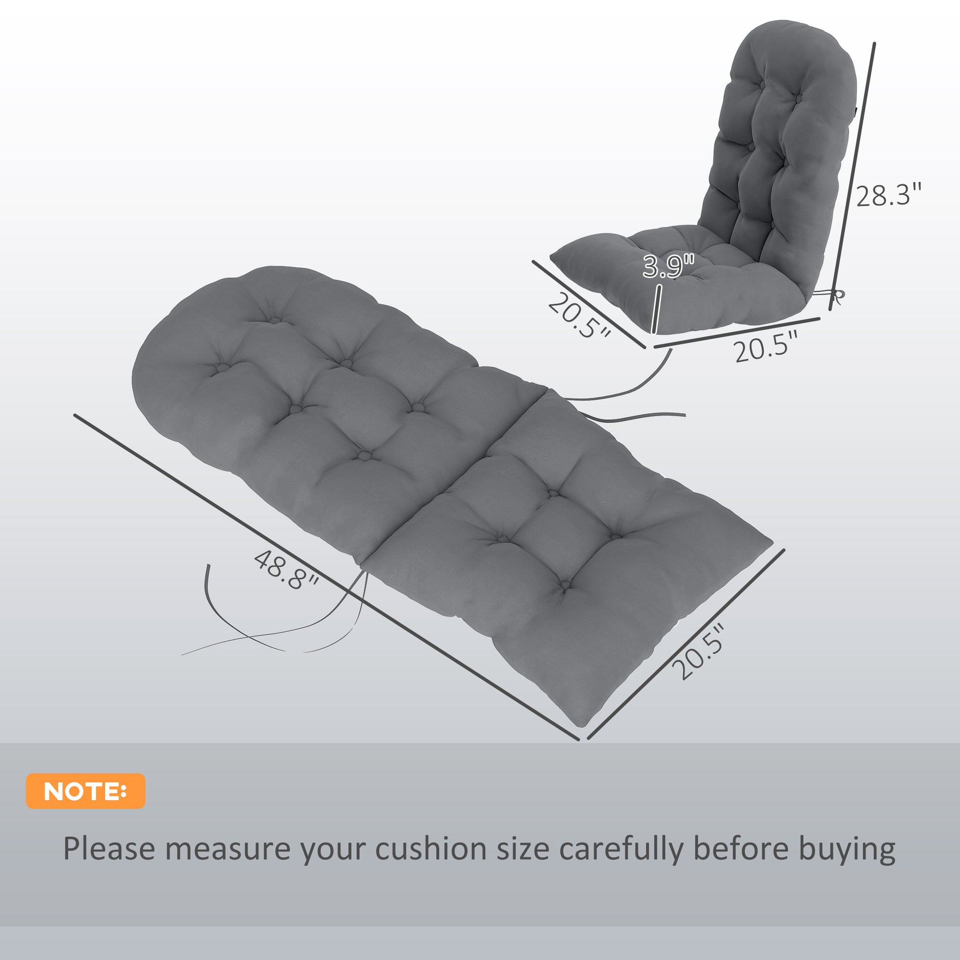 Adirondack Chair Cushions Set of 2, Tufted High Back Patio Non-Slip Cushions for Adirondack Chairs, Gray