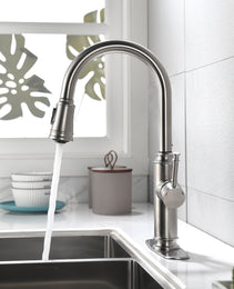 Single Handle High  Pull Out Kitchen Faucet, Single-stage Stainless Steel Kitchen Sink Faucet, With Pull Down Spray