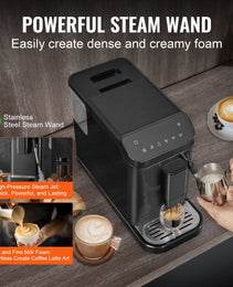 Automatic Espresso Machine 20Bar W/ Frother Steam Wand & 15 Grinding Level