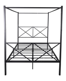 Metal Canopy Bed Frame, Platform Bed Frame Queen With X Shaped Frame Queen Black