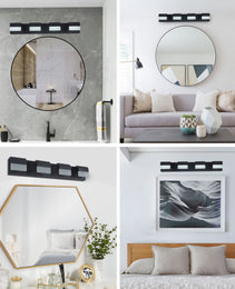 4-Light Acrylic Matte Black Bathroom Vanity Mirror Light For Mirror, Shower, And Bathroom Decor
