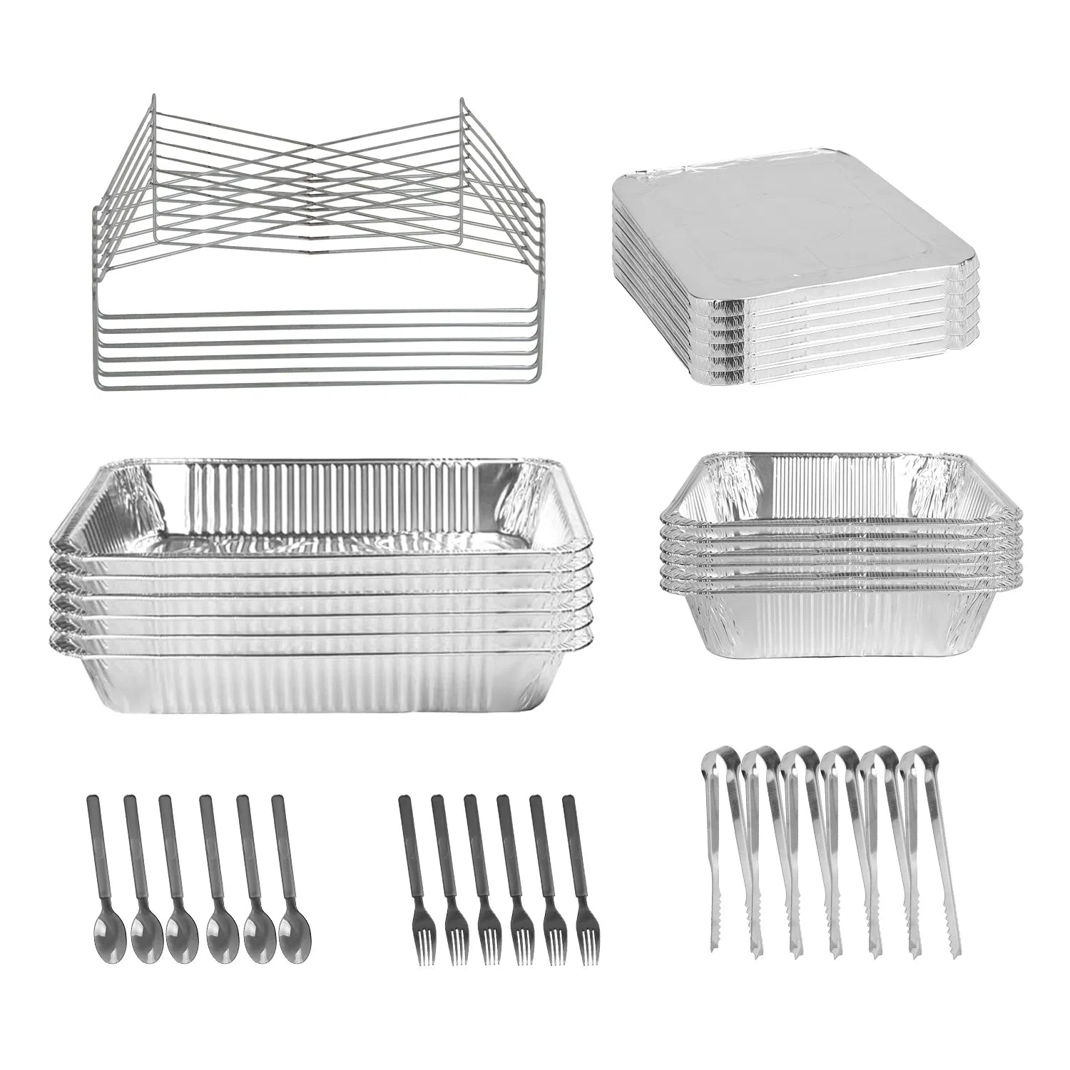 Set Of 42Pcs Disposable Chafing Dish Buffet Set Chafing Servers With Covers Spoons Forks Tongs Full-Size Pans Food Warmers For Parties Events Catering Supplies With Utensils And Lids GPCT5373
