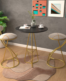 Round Bar Stools S-shaped Stripe Kitchen Stool Set Of 2 Modern Velvet Upholstered Counter Chair For Dining Room Gold  Stripe