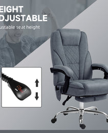Massage Office Chair, Heated Reclining Computer Chair with Adjustable Height and Footrest, Charcoal Gray